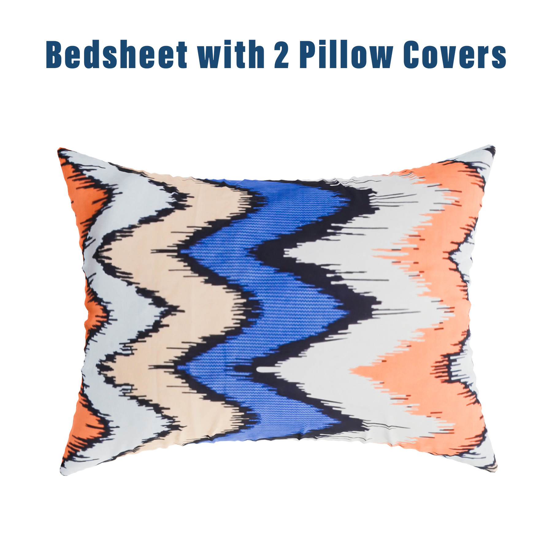 Kuber Industries Double Bedsheet | Premium Cotton Bedsheet with 2 Pillow Covers | Bedsheet for Bedroom | Bedsheet for Double Bed | ZIg Zag Box-Design Bedsheet | Multi