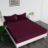 Kuber Industries Double Bedsheet with 2 Pillow Covers | 144 TC Glace Cotton Bedsheet | Satin Striped Bedsheet for Home | Hotel | Bedroom | 90x100 Inch | Maroon
