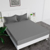 Double Bedsheet with 2 Pillow Covers | 144 TC Glace Cotton Bedsheet | Satin Striped Bedsheet for Home | Hotel | Bedroom | 90x100 Inch | Gray
