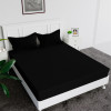 Double Bedsheet with 2 Pillow Covers | 144 TC Glace Cotton Bedsheet | Satin Striped Bedsheet for Home | Hotel | Bedroom | 90x100 Inch | Black
