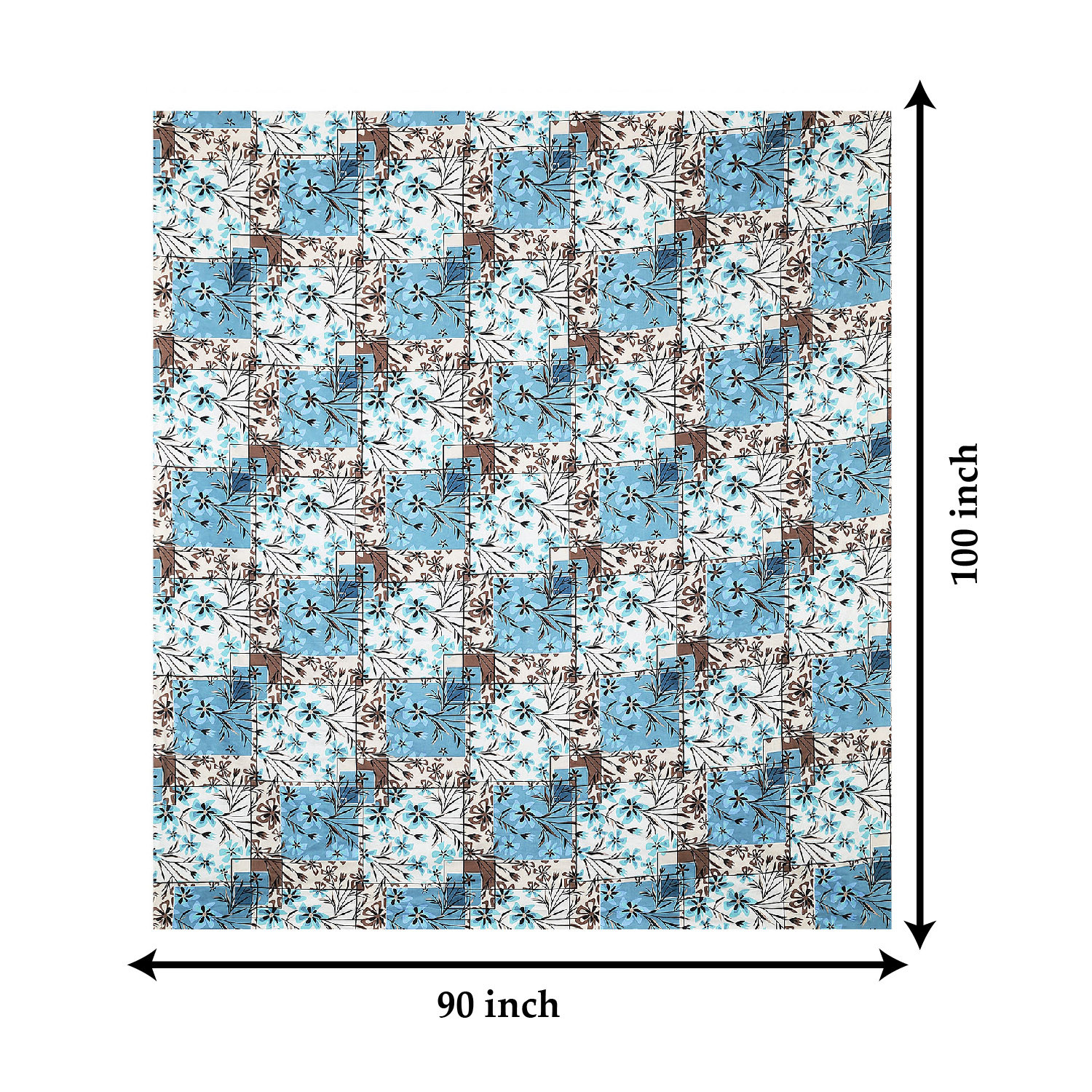 Kuber Industries Double Bedsheet with 2 Pillow Covers | 144 TC Glace Cotton Flower Check Print Bedsheet For Living Room | Bedroom | 90x100 Inch | Blue
