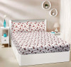 Kuber Industries Double Bedsheet with 2 Pillow Covers | 144 TC Glace Cotton Maroon Flower Print Bedsheet For Living Room | Bedroom | 90x100 Inch | Pink