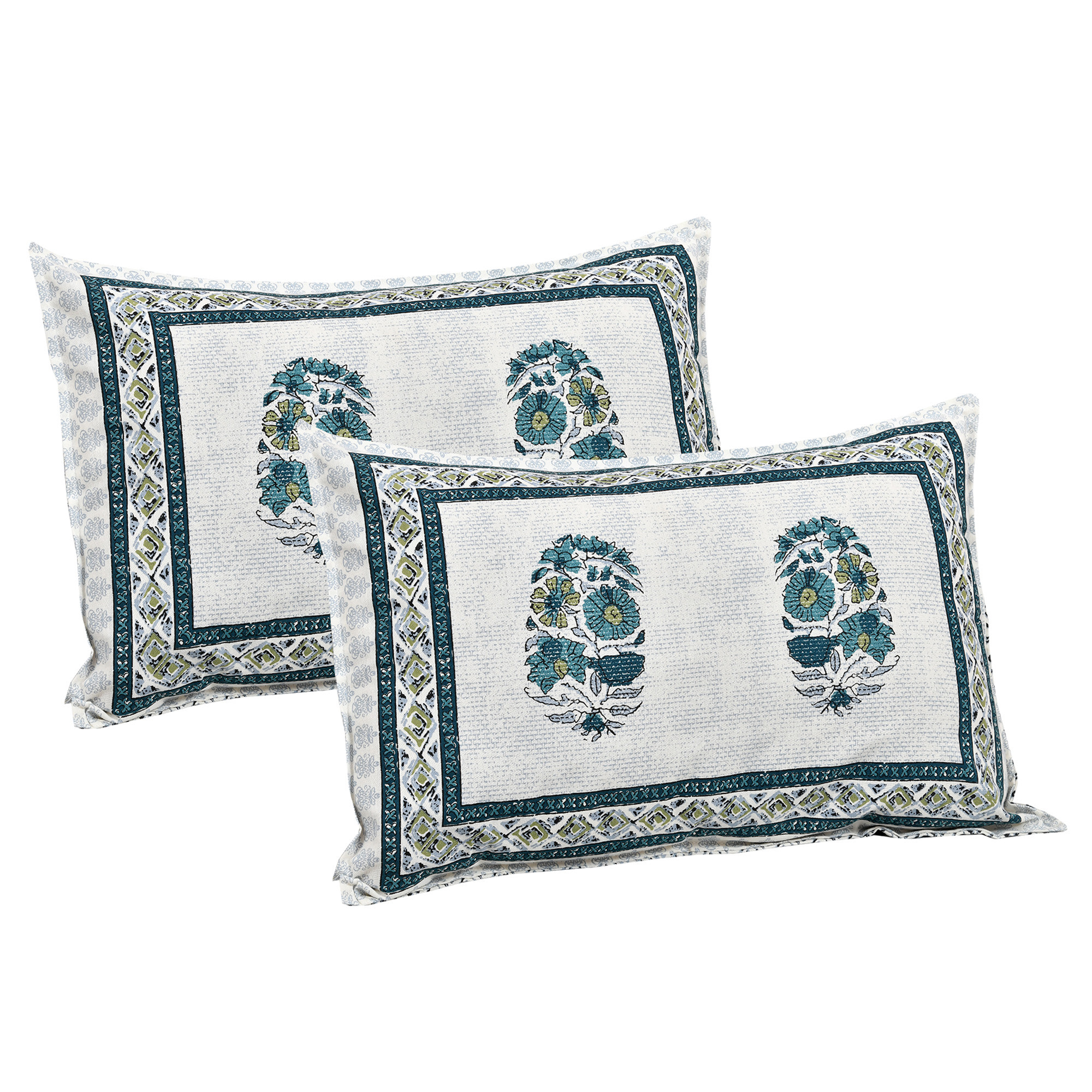 Kuber Industries Double Bedsheet with 2 Pillow Covers  160 TC Premium Cotton Bedsheet for Double Bed  Bedsheet for Living Room-Home  Hotels  Dezier Flower Boota  90x108 Inch  Green