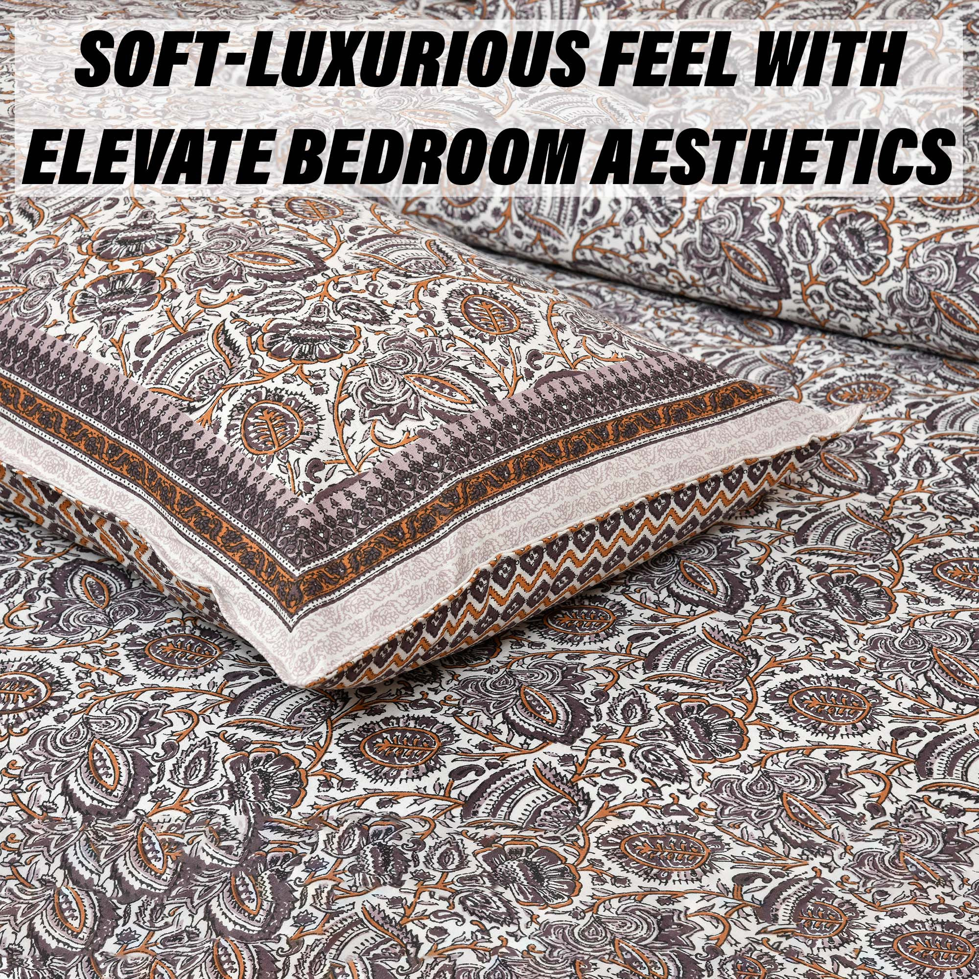 Kuber Industries Double Bedsheet with 2 Pillow Covers  160 TC Premium Cotton Bedsheet for Double Bed  Bedsheet for Living Room-Home  Hotels  Dezier Bell Print  90x108 Inch  Purple