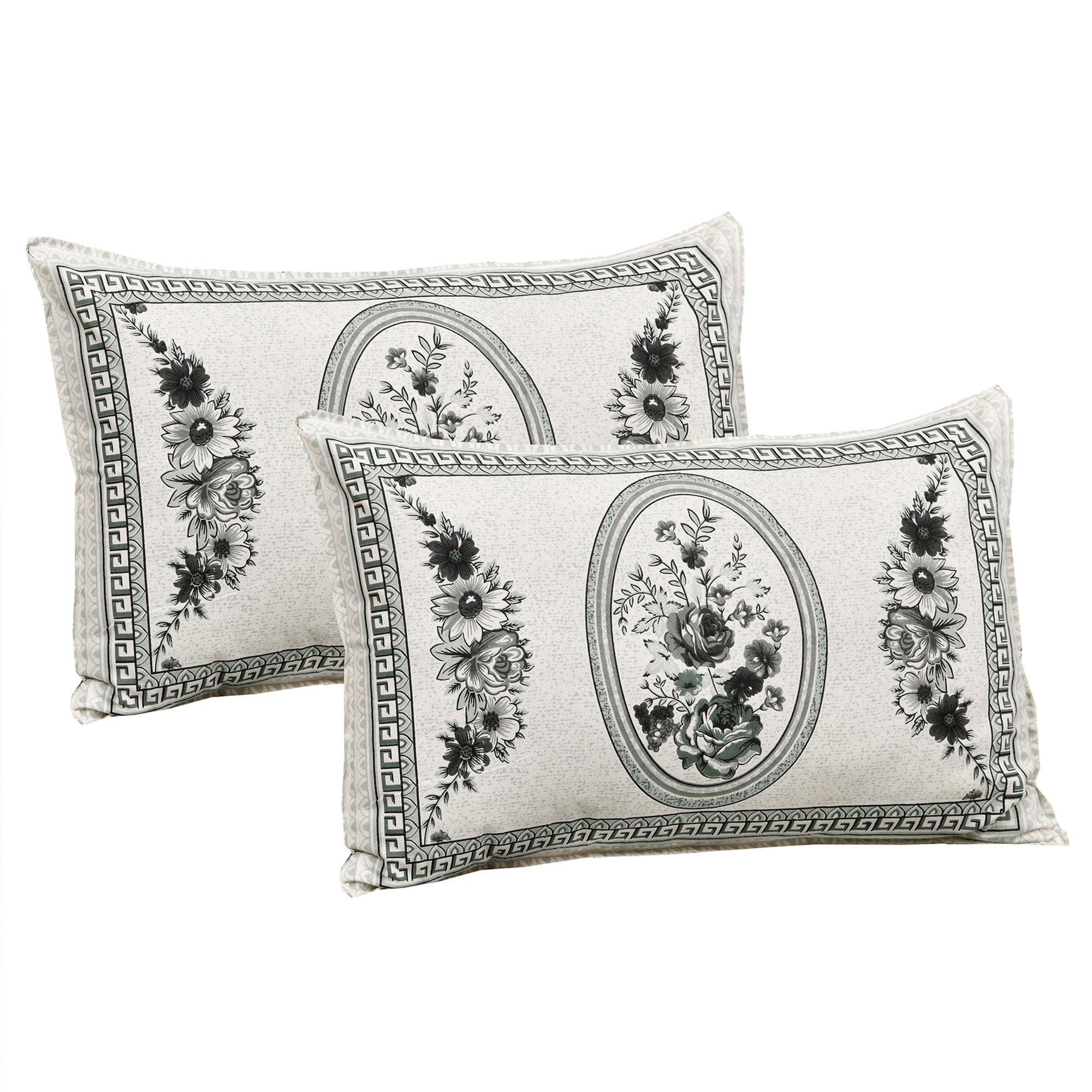 Kuber Industries Double Bedsheet with 2 Pillow Covers  160 TC Premium Cotton Bedsheet for Double Bed  Bedsheet for Living Room-Home  Hotels  Kaleen Flower  100x108 Inch  Green