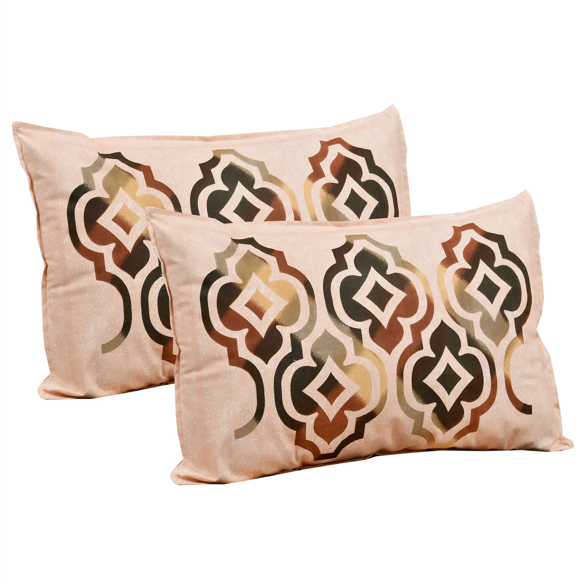 Kuber Industries Double Bedsheet with 2 Pillow Covers  160 TC Premium Cotton Bedsheet for Double Bed  Bedsheet for Living Room-Home  Hotels  Rusty Star Flower  100x108 Inch  Peach