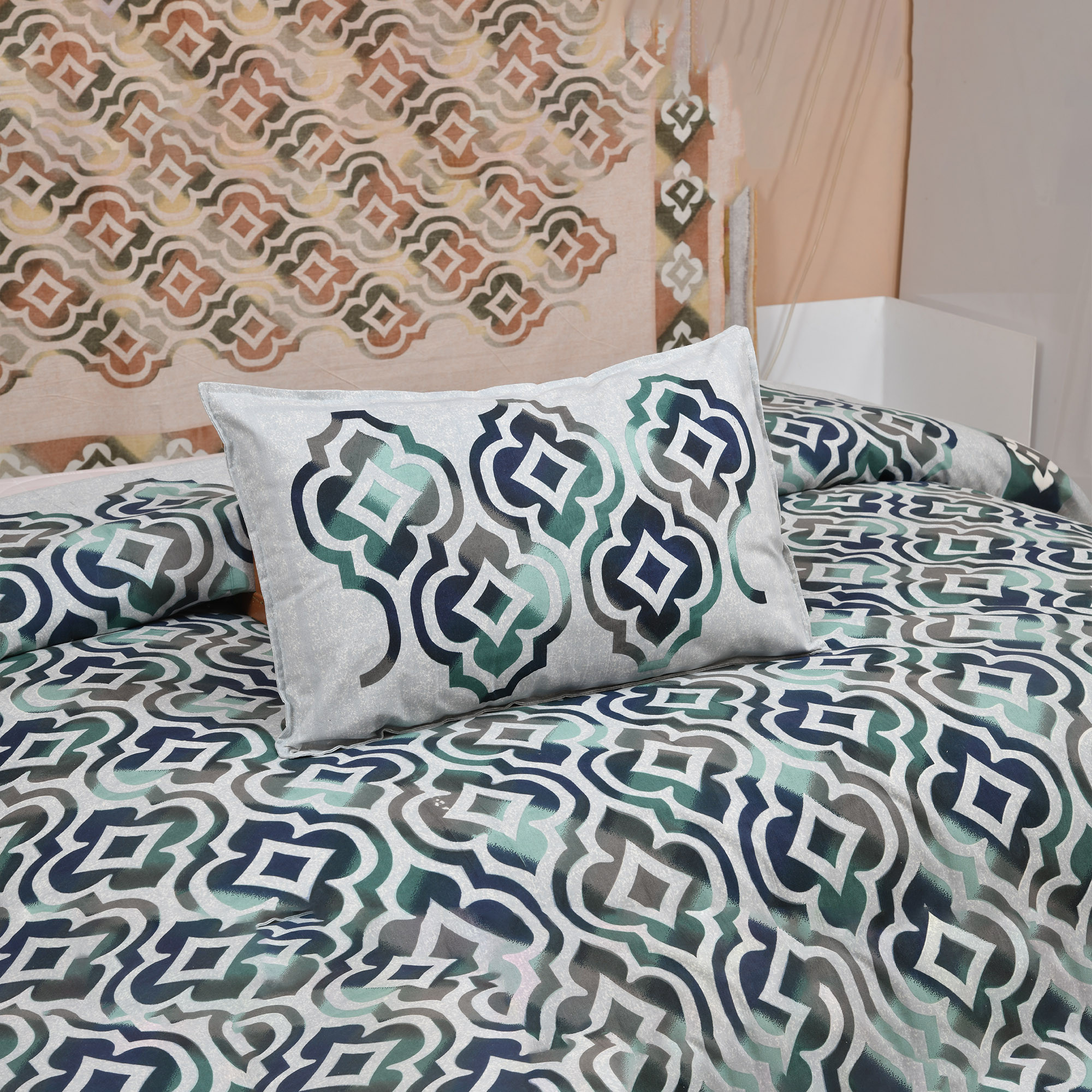 Kuber Industries Double Bedsheet with 2 Pillow Covers  160 TC Premium Cotton Bedsheet for Double Bed  Bedsheet for Living Room-Home  Hotels  Rusty Star Flower  100x108 Inch  Green