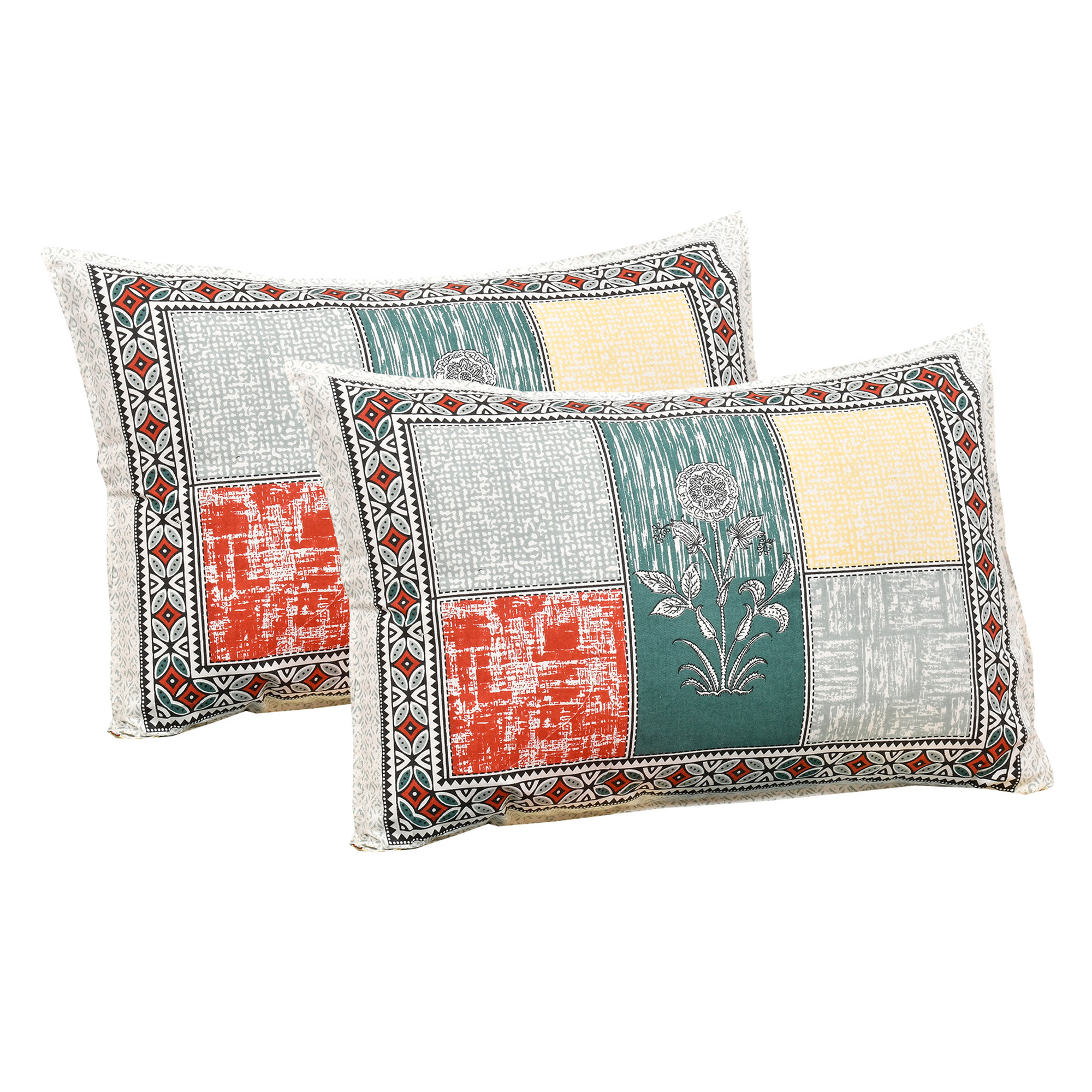 Kuber Industries Double Bedsheet with 2 Pillow Covers  160 TC Premium Cotton Bedsheet for Double Bed  Bedsheet for Living Room-Home  Hotels  Candy Flower  100x108 Inch  Green  Yellow