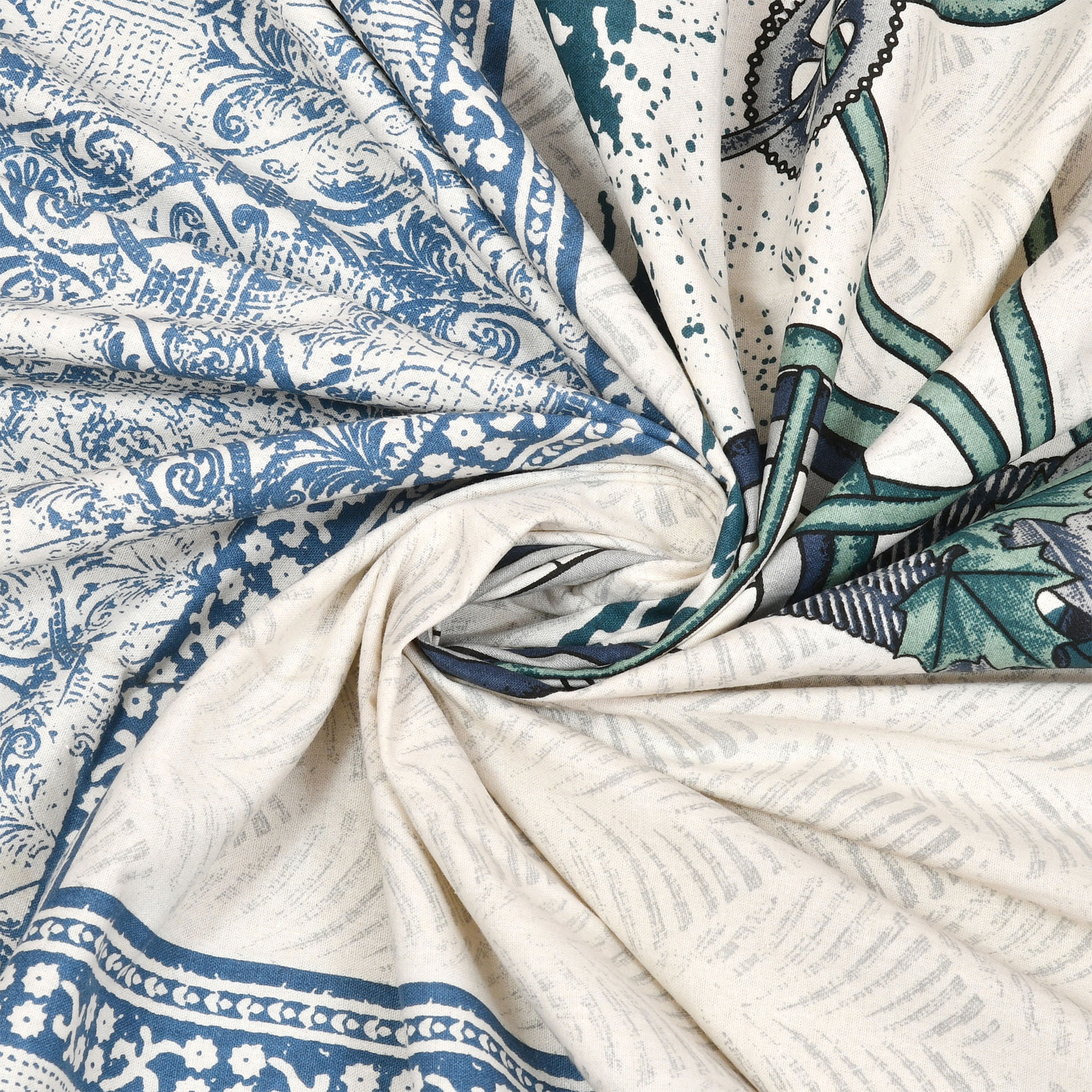 Kuber Industries Double Bedsheet with 2 Pillow Covers  160 TC Premium Cotton Bedsheet for Double Bed  Bedsheet for Living Room-Home  Hotels  Photo Frame Cycle  100x108 Inch  Blue