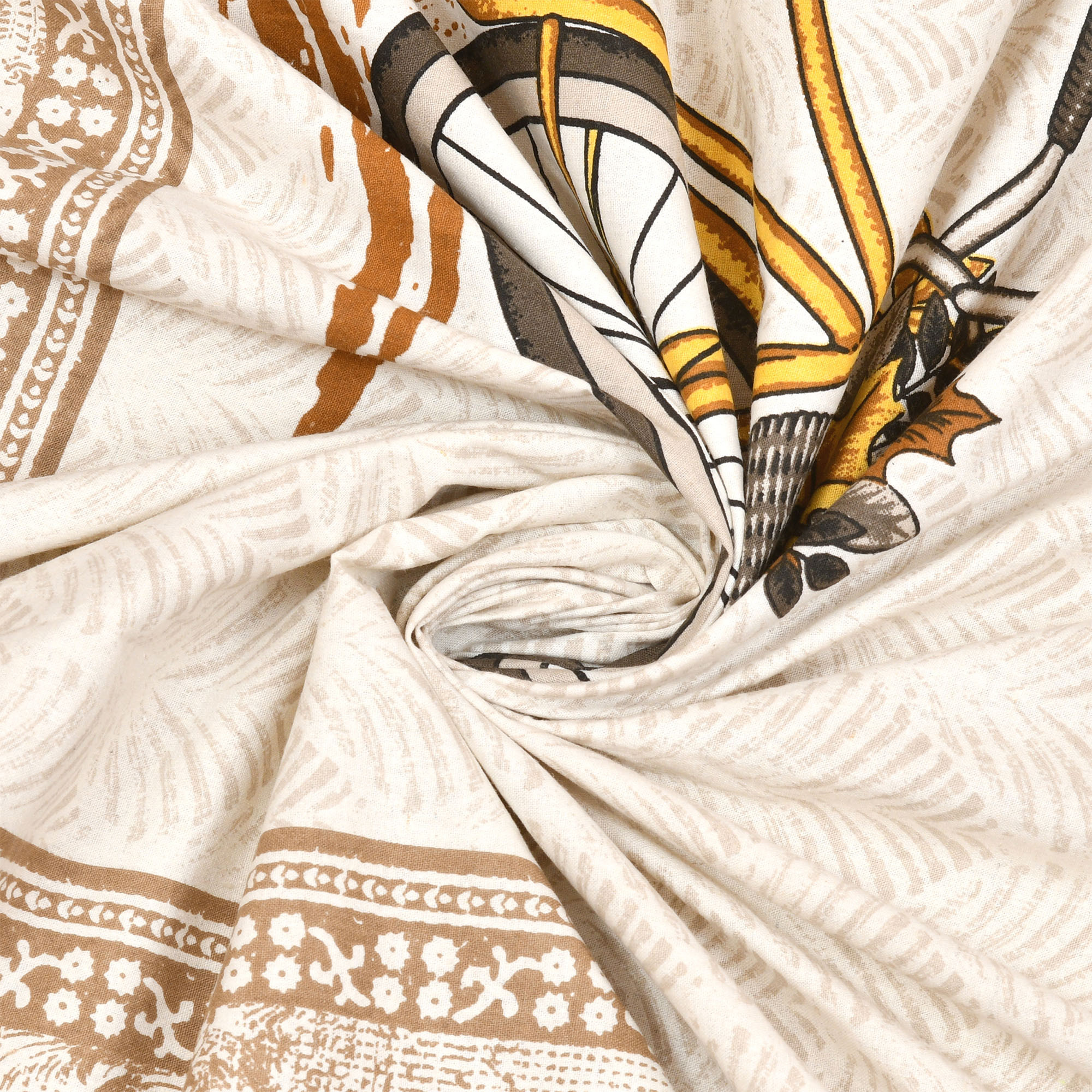 Kuber Industries Double Bedsheet with 2 Pillow Covers  160 TC Premium Cotton Bedsheet for Double Bed  Bedsheet for Living Room-Home  Hotels  Photo Frame Cycle  100x108 Inch  Brown