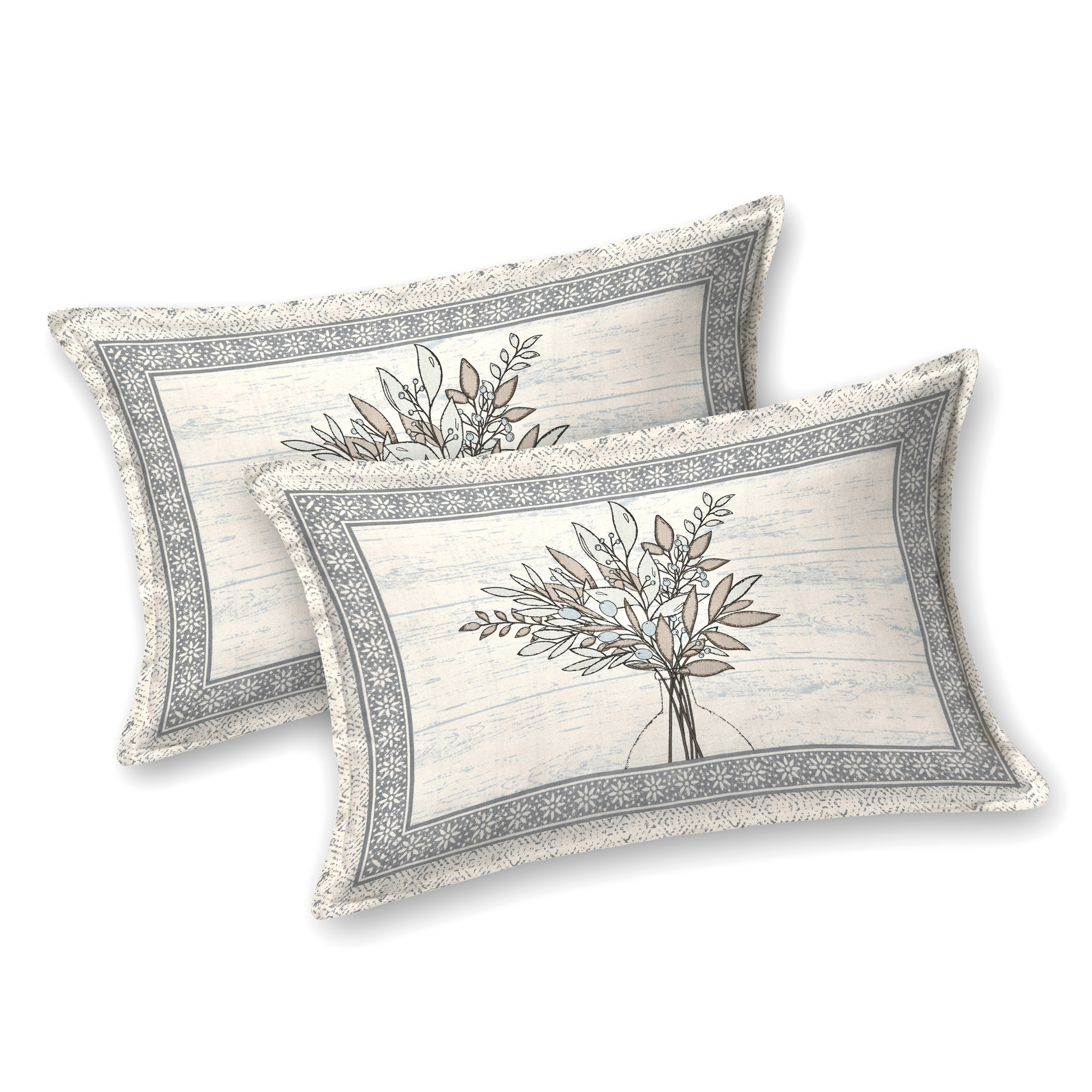 Kuber Industries Double Bedsheet with 2 Pillow Covers | 160 TC Premium Cotton Bedsheet for Double Bed | Bedsheet for Living Room-Home & Hotels | Photo Frame Tree | 100x108 Inch | Blue