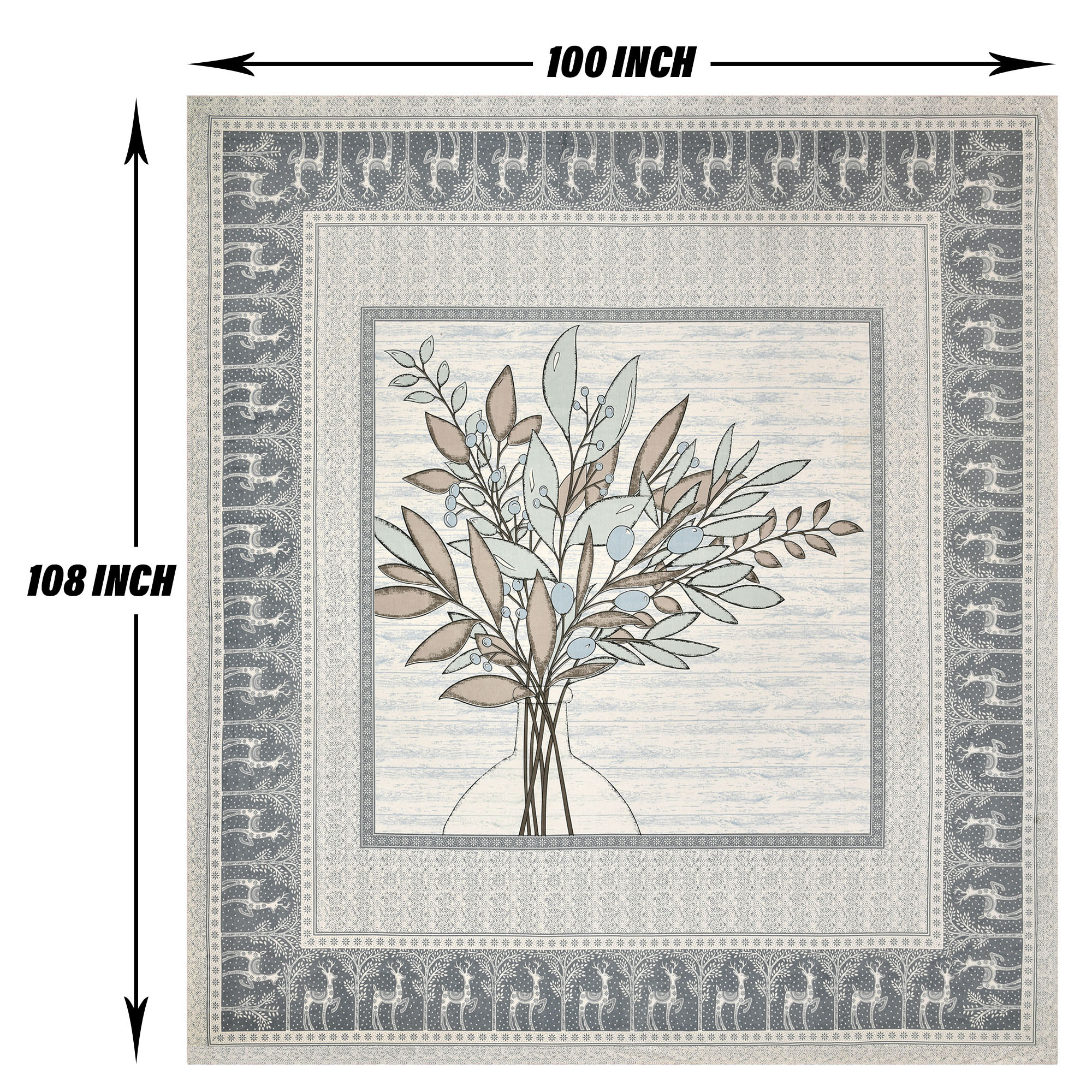 Kuber Industries Double Bedsheet with 2 Pillow Covers | 160 TC Premium Cotton Bedsheet for Double Bed | Bedsheet for Living Room-Home & Hotels | Photo Frame Tree | 100x108 Inch | Blue