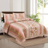 Kuber Industries Double Bedsheet with 2 Pillow Covers | 160 TC Premium Cotton Bedsheet for Double Bed | Bedsheet for Living Room-Home &amp; Hotels | Spain Flower Lining | 100x108 Inch | Pink