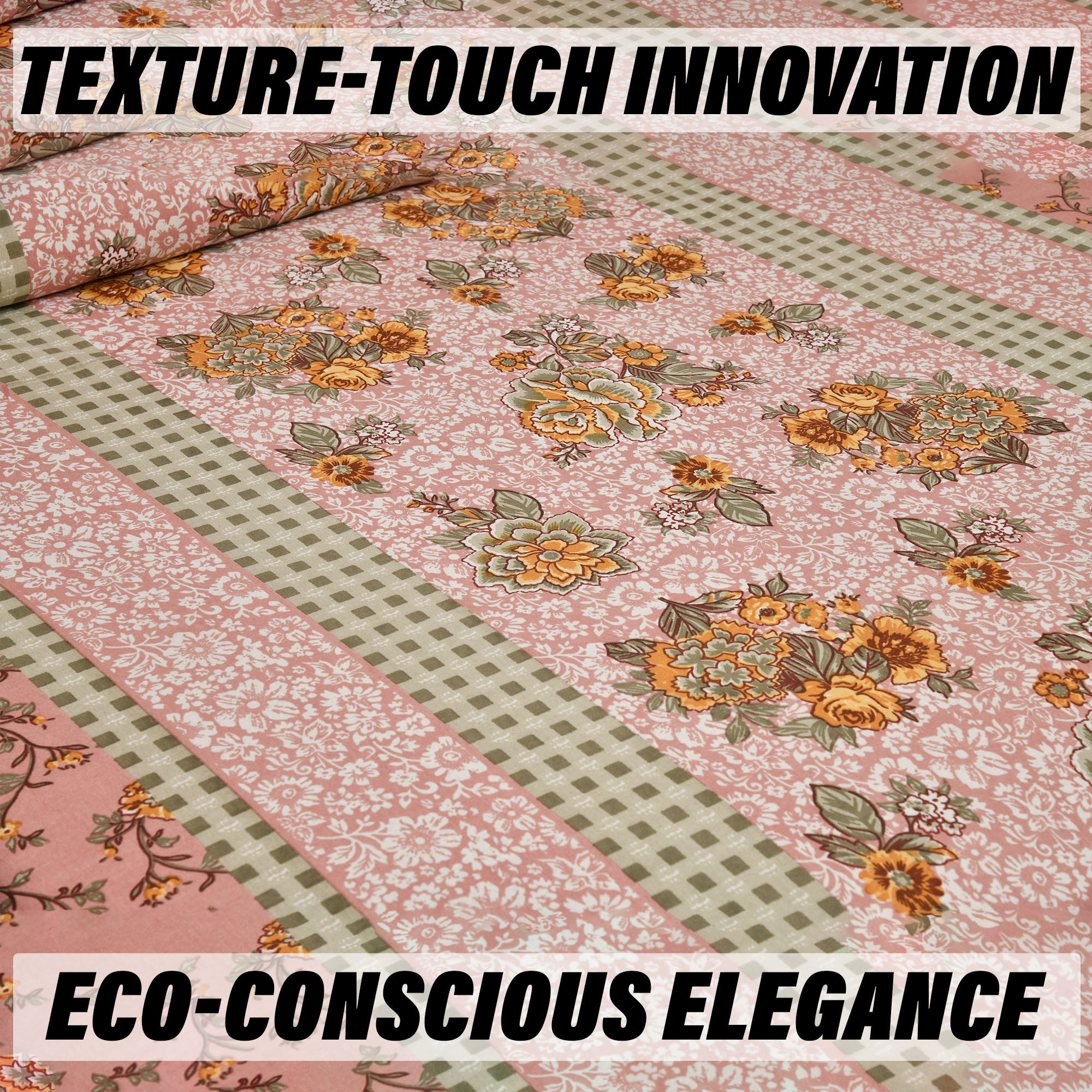 Kuber Industries Double Bedsheet with 2 Pillow Covers | 160 TC Premium Cotton Bedsheet for Double Bed | Bedsheet for Living Room-Home & Hotels | Spain Flower Lining | 100x108 Inch | Pink