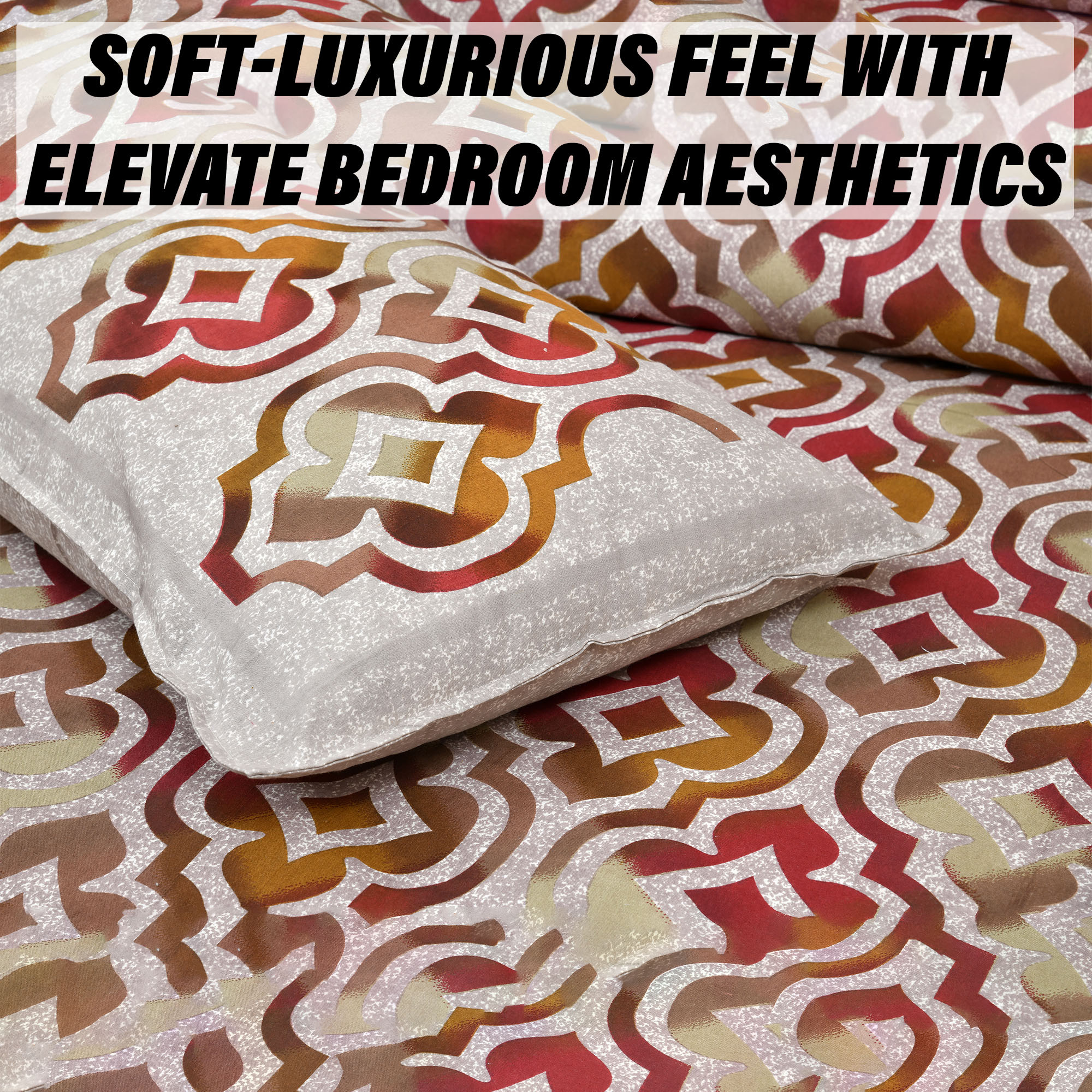 Kuber Industries Double Bedsheet with 2 Pillow Covers | 160 TC Premium Cotton Bedsheet for Double Bed | Bedsheet for Living Room-Home & Hotels | Rusty Star Flower | 100x108 Inch | Brown