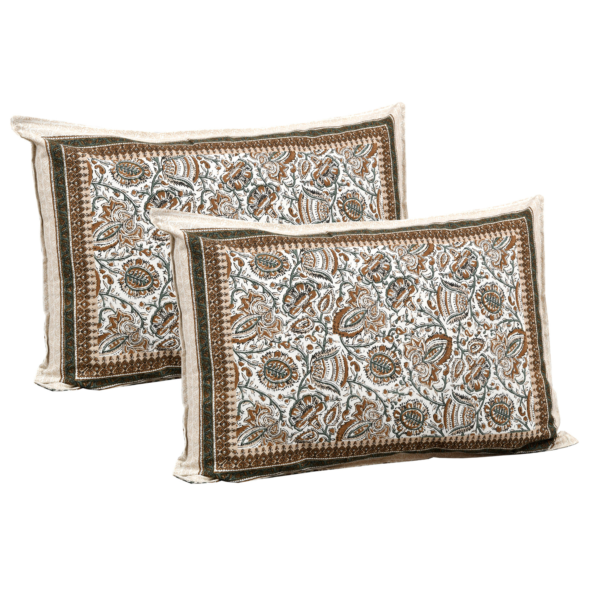 Kuber Industries Double Bedsheet with 2 Pillow Covers | 160 TC Premium Cotton Bedsheet for Double Bed | Bedsheet for Living Room-Home & Hotels | Dezier Bell Print | 90x108 Inch | Beige