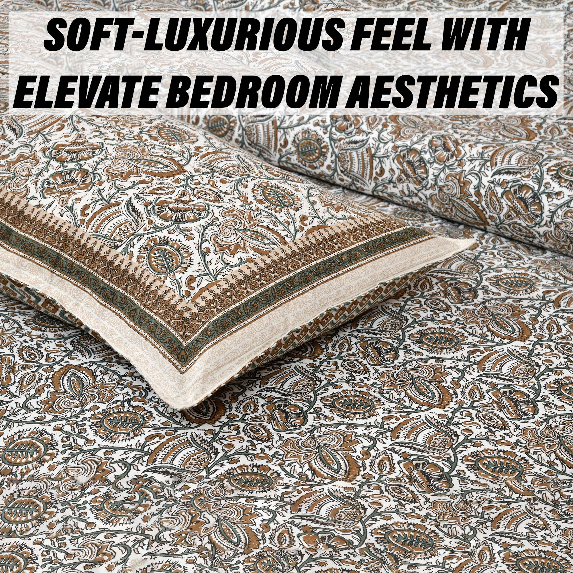 Kuber Industries Double Bedsheet with 2 Pillow Covers | 160 TC Premium Cotton Bedsheet for Double Bed | Bedsheet for Living Room-Home & Hotels | Dezier Bell Print | 90x108 Inch | Beige