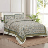 Kuber Industries Double Bedsheet with 2 Pillow Covers | 160 TC Premium Cotton Bedsheet for Double Bed | Bedsheet for Living Room-Home &amp; Hotels | Dezier Bell Print | 90x108 Inch | Green