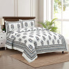 Kuber Industries Double Bedsheet with 2 Pillow Covers | 160 TC Premium Cotton Bedsheet for Double Bed | Bedsheet for Living Room-Home &amp; Hotels | Dezier Flower Boota | 90x108 Inch | Blue