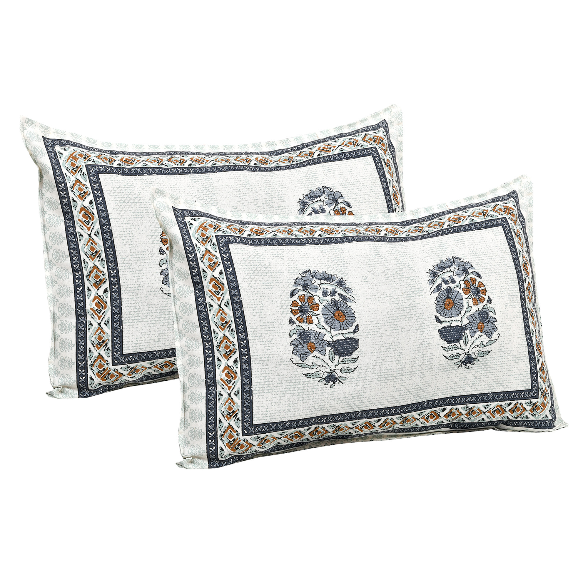 Kuber Industries Double Bedsheet with 2 Pillow Covers | 160 TC Premium Cotton Bedsheet for Double Bed | Bedsheet for Living Room-Home & Hotels | Dezier Flower Boota | 90x108 Inch | Blue