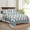 Kuber Industries Double Bedsheet with 2 Pillow Covers | 160 TC Premium Cotton Bedsheet for Double Bed | Bedsheet for Living Room-Home &amp; Hotels | Dezier Flower Boota | 90x108 Inch | Green