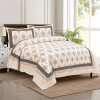 Kuber Industries Double Bedsheet with 2 Pillow Covers | 160 TC Premium Cotton Bedsheet for Double Bed | Bedsheet for Living Room-Home &amp; Hotels | Dezier Carpet Print | 90x108 Inch | Cream