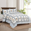 Kuber Industries Double Bedsheet with 2 Pillow Covers | 160 TC Premium Cotton Bedsheet for Double Bed | Bedsheet for Living Room-Home &amp; Hotels | Dezier Check Flower | 90x108 Inch | Blue