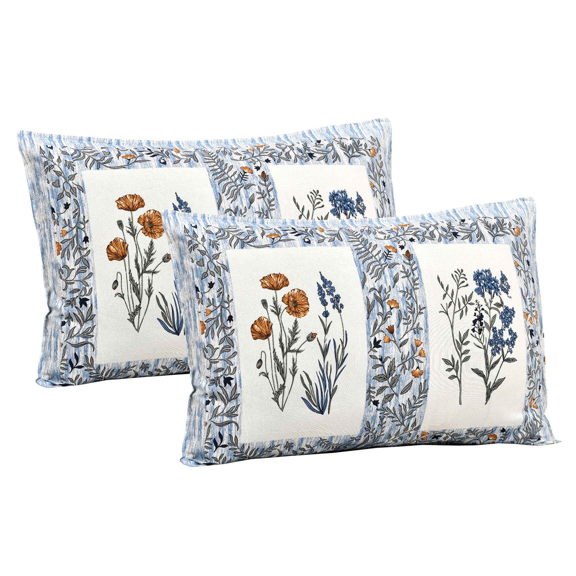 Kuber Industries Double Bedsheet with 2 Pillow Covers | 160 TC Premium Cotton Bedsheet for Double Bed | Bedsheet for Living Room-Home & Hotels | Dezier Check Flower | 90x108 Inch | Blue