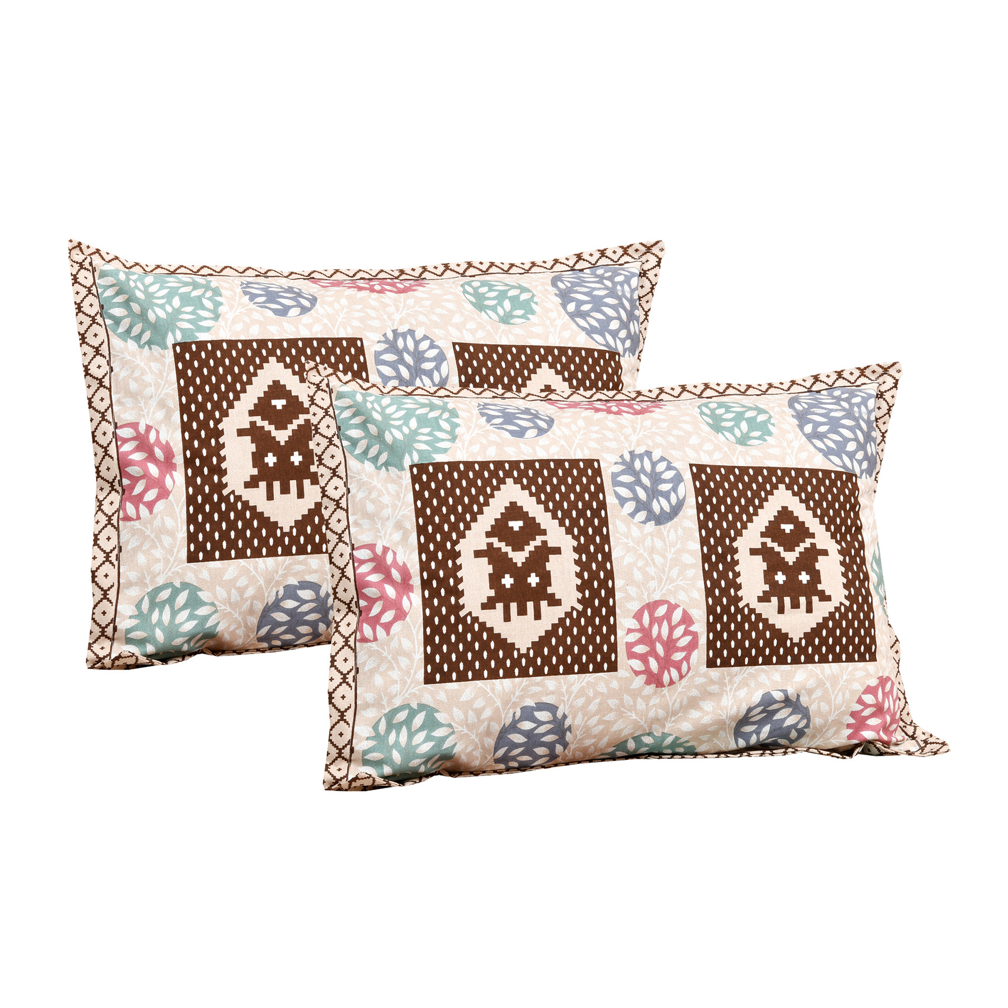 Kuber Industries Double Bedsheet with 2 Pillow Covers  186 TC Premium Cotton Bedsheet for Double Bed  Bedsheet for Living Room-Home  Hotels  Arabic Beauty Gola  100x108 Inch  Cream