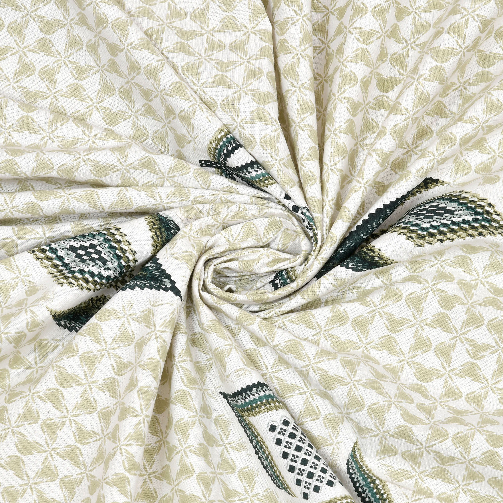 Kuber Industries Double Bedsheet with 2 Pillow Covers  186 TC Premium Cotton Bedsheet for Double Bed  Bedsheet for Living Room-Home  Hotels  Embroidery Katli Flower  100x108 Inch  Green