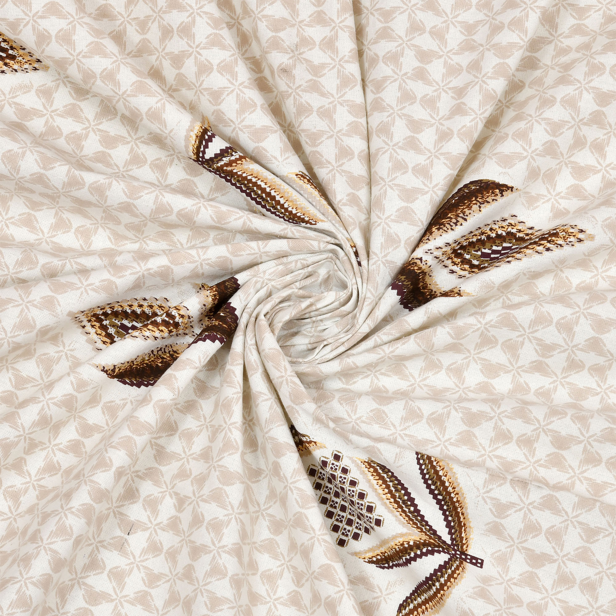 Kuber Industries Double Bedsheet with 2 Pillow Covers  186 TC Premium Cotton Bedsheet for Double Bed  Bedsheet for Living Room-Home  Hotels  Embroidery Katli Flower  100x108 Inch  Brown