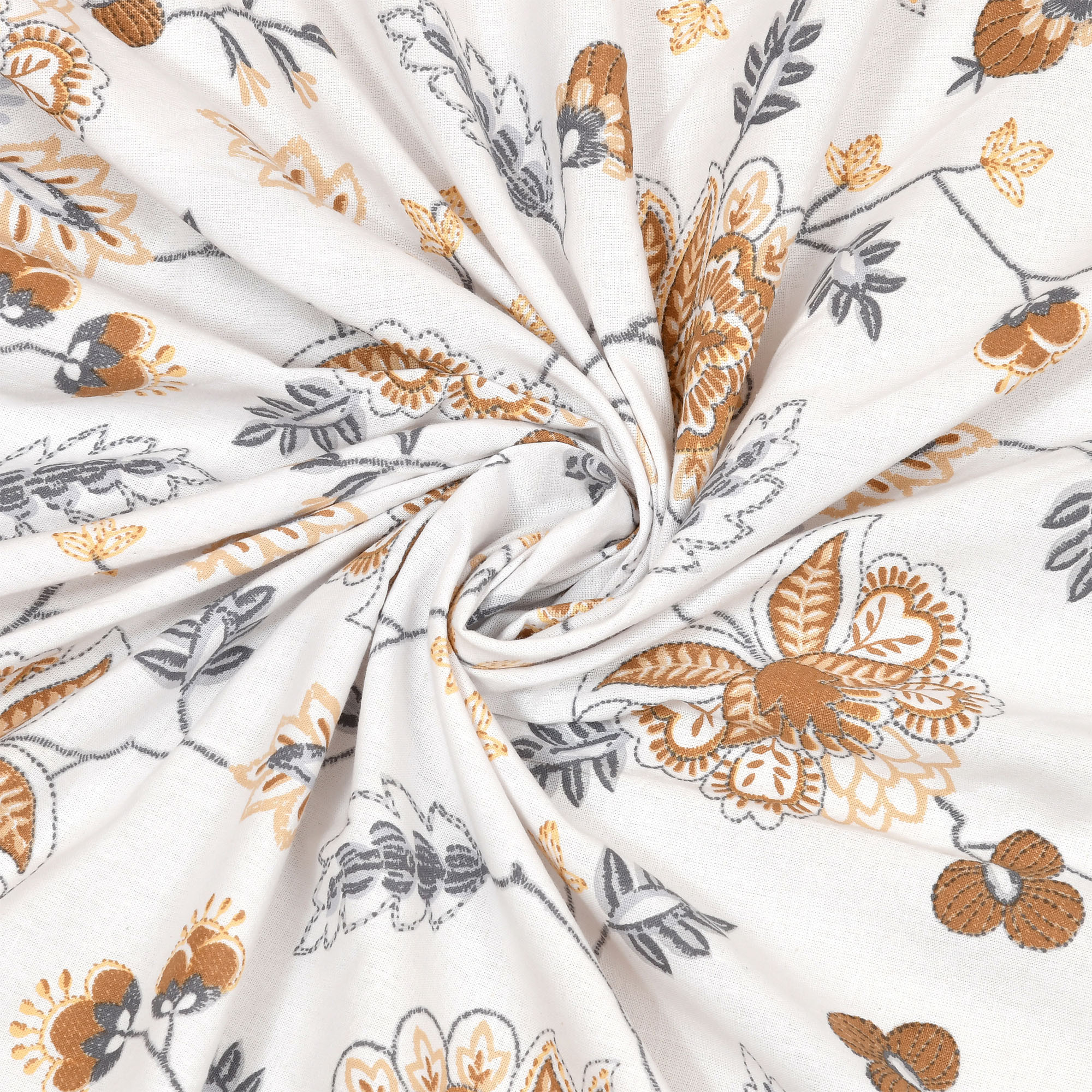 Kuber Industries Double Bedsheet with 2 Pillow Covers  186 TC Premium Cotton Bedsheet for Double Bed  Bedsheet for Living Room-Home  Hotels  Embroidery Flower Zig-Zag  100x108 Inch  Brown