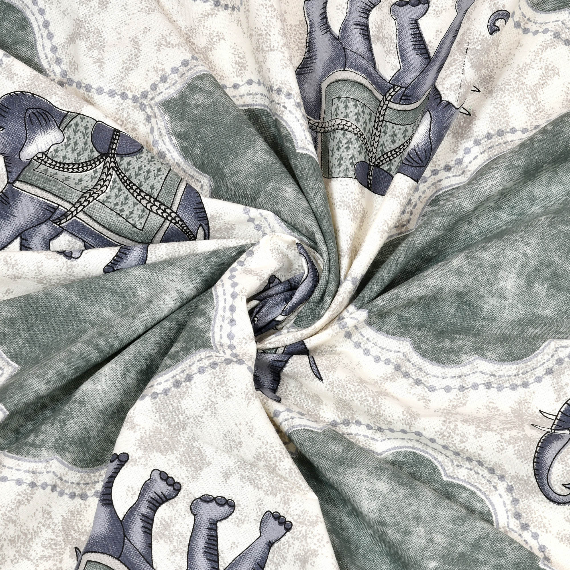 Kuber Industries Double Bedsheet with 2 Pillow Covers  186 TC Premium Cotton Bedsheet for Double Bed  Bedsheet for Living Room-Home  Hotels  Embroidery Elephant  100x108 Inch  Gray