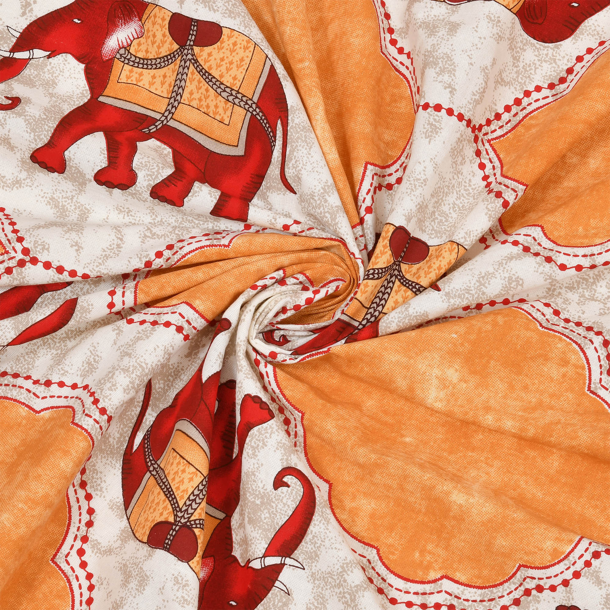 Kuber Industries Double Bedsheet with 2 Pillow Covers  186 TC Premium Cotton Bedsheet for Double Bed  Bedsheet for Living Room-Home  Hotels  Embroidery Elephant  100x108 Inch  Yellow