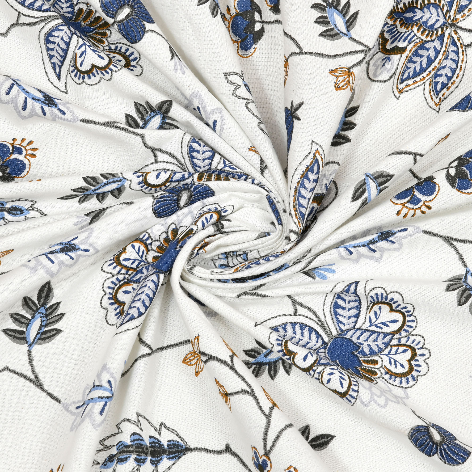 Kuber Industries Double Bedsheet with 2 Pillow Covers | 186 TC Premium Cotton Bedsheet for Double Bed | Bedsheet for Living Room-Home & Hotels | Embroidery Flower Zig-Zag | 100x108 Inch | Blue