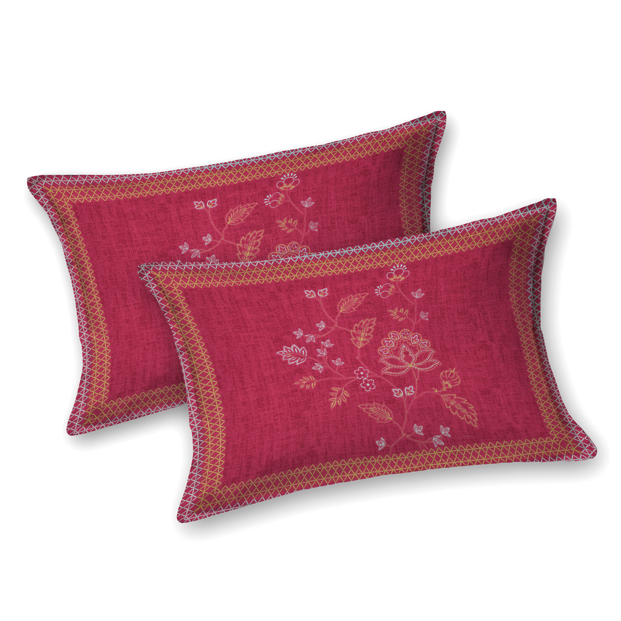Kuber Industries Double Bedsheet with 2 Pillow Covers | 186 TC Premium Cotton Bedsheet for Double Bed | Bedsheet for Living Room-Home & Hotels | Embroidery Flower Zig-Zag | 100x108 Inch | Pink