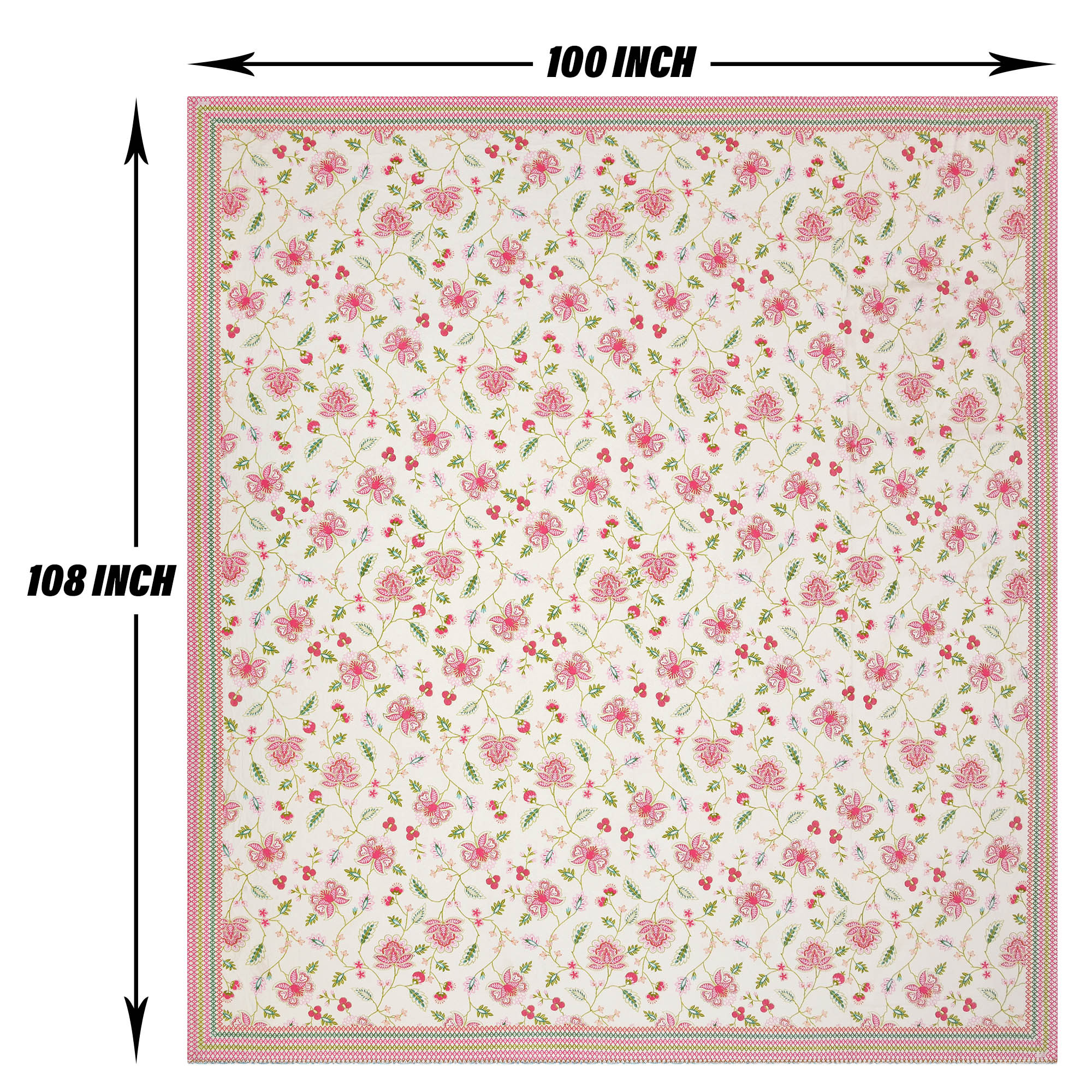 Kuber Industries Double Bedsheet with 2 Pillow Covers | 186 TC Premium Cotton Bedsheet for Double Bed | Bedsheet for Living Room-Home & Hotels | Embroidery Flower Zig-Zag | 100x108 Inch | Pink