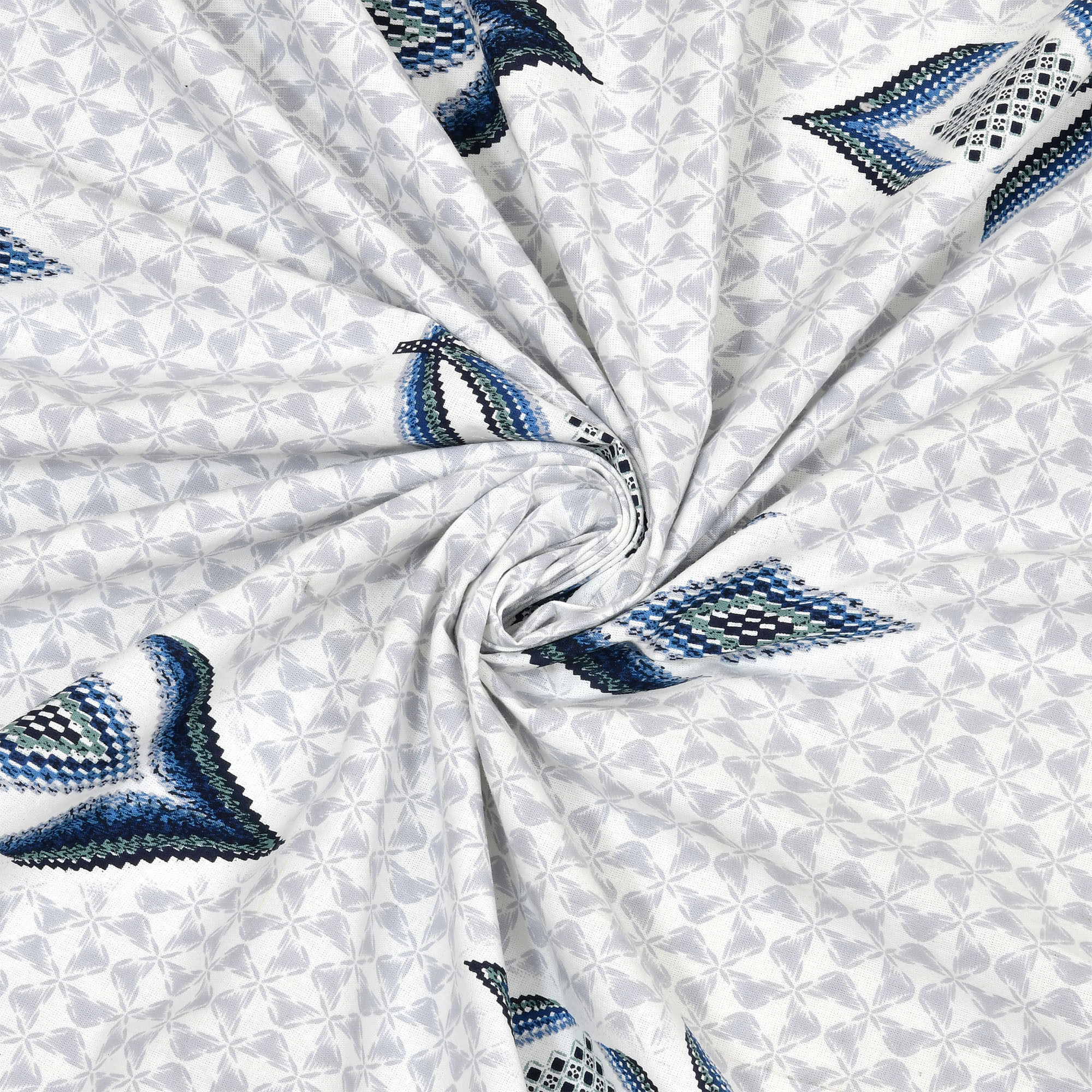 Kuber Industries Double Bedsheet with 2 Pillow Covers | 186 TC Premium Cotton Bedsheet for Double Bed | Bedsheet for Living Room-Home & Hotels | Embroidery Katli Flower | 100x108 Inch | Blue