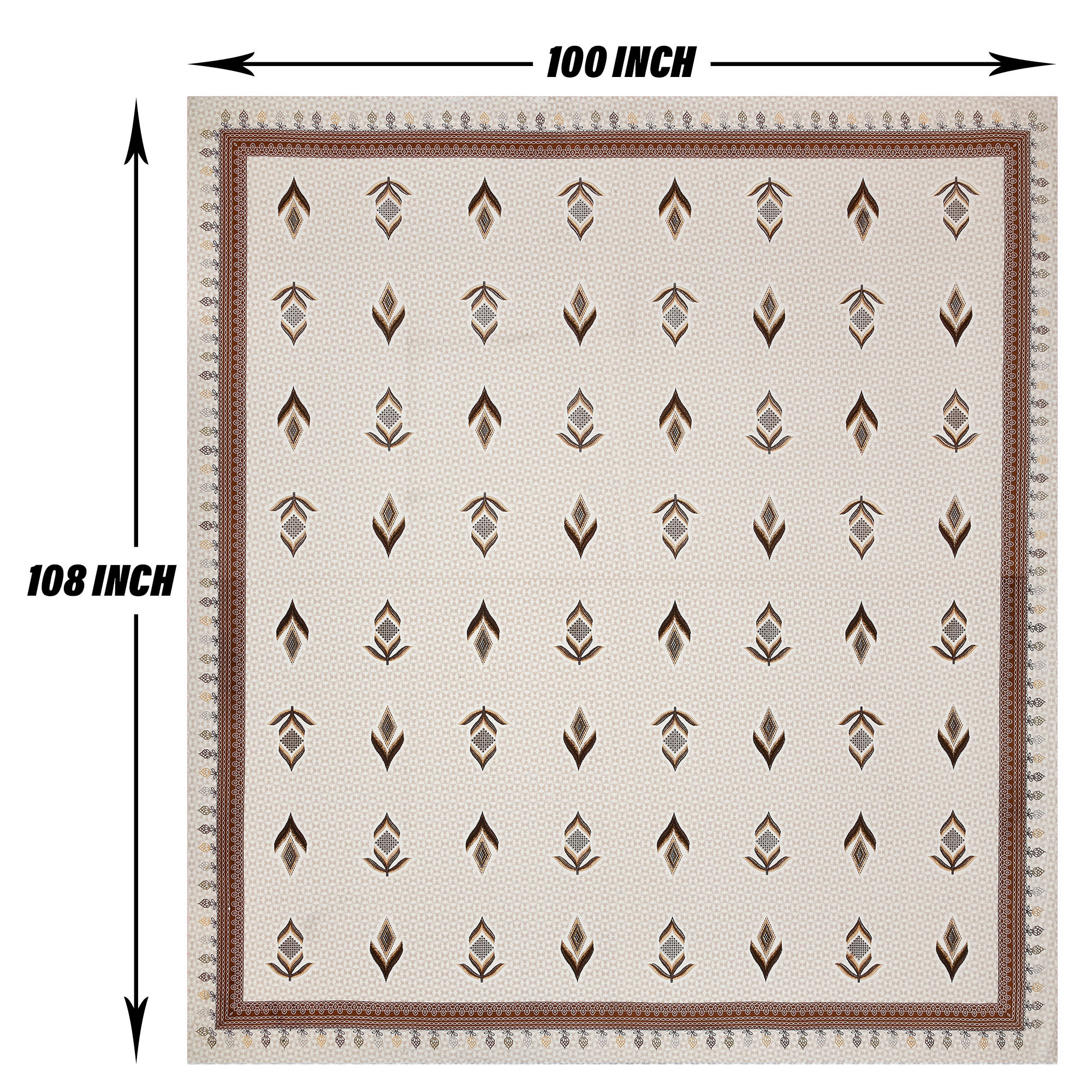 Kuber Industries Double Bedsheet with 2 Pillow Covers | 186 TC Premium Cotton Bedsheet for Double Bed | Bedsheet for Living Room-Home & Hotels | Embroidery Katli Flower | 100x108 Inch | Brown