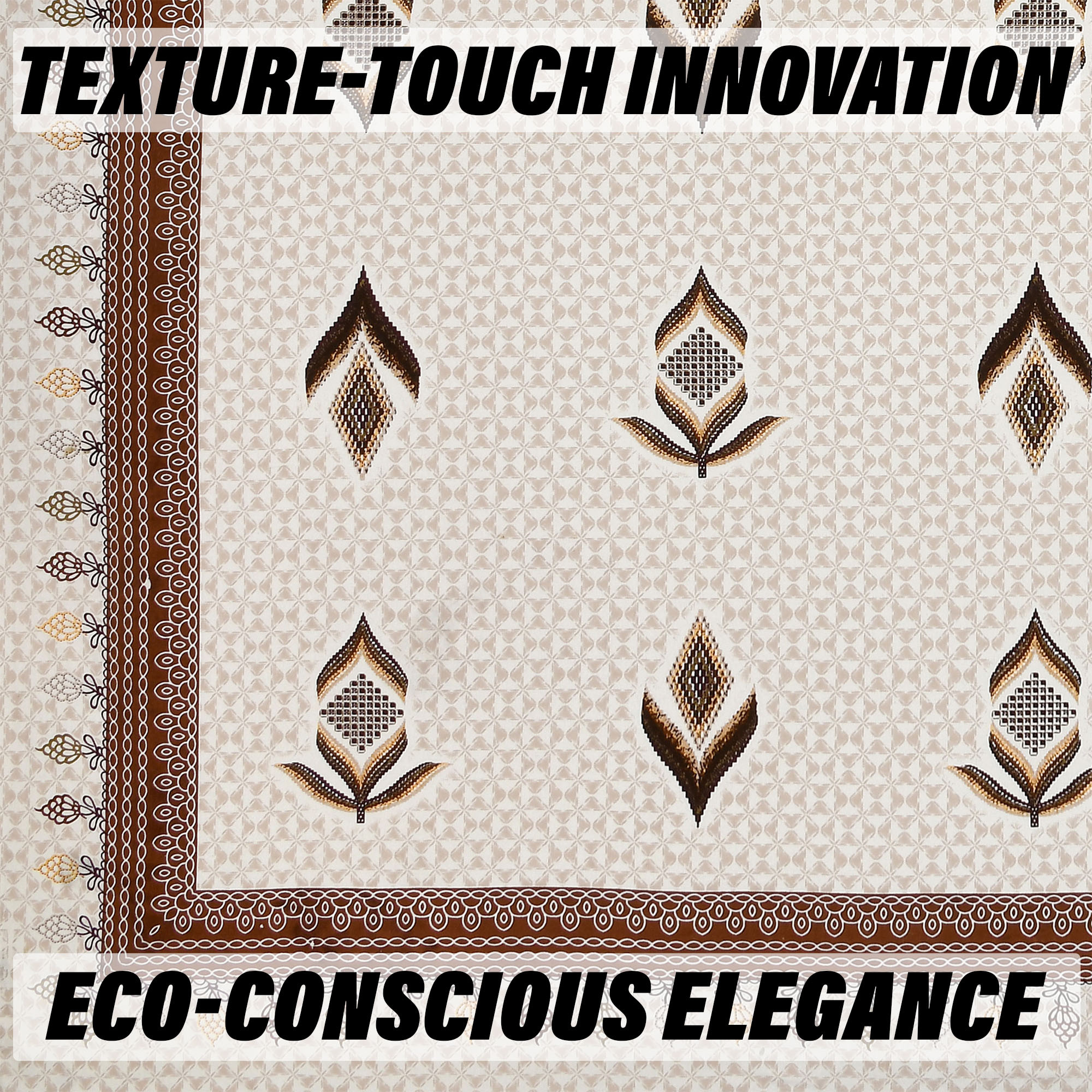 Kuber Industries Double Bedsheet with 2 Pillow Covers | 186 TC Premium Cotton Bedsheet for Double Bed | Bedsheet for Living Room-Home & Hotels | Embroidery Katli Flower | 100x108 Inch | Brown