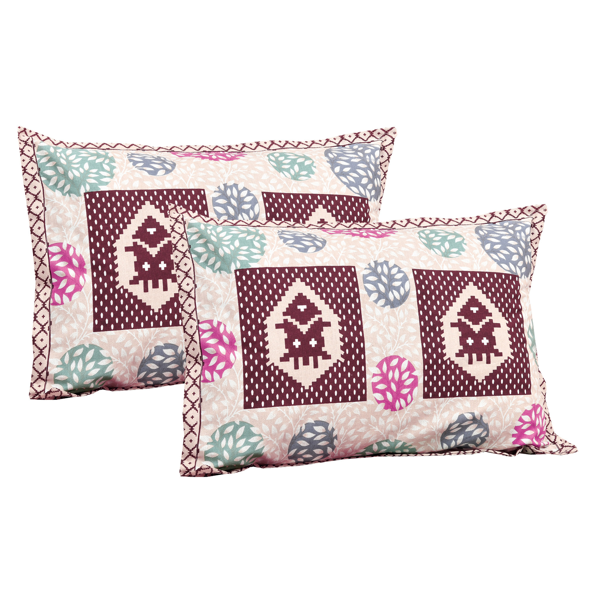 Kuber Industries Double Bedsheet with 2 Pillow Covers | 186 TC Premium Cotton Bedsheet for Double Bed | Bedsheet for Living Room-Home & Hotels | Arabic Beauty Gola | 100x108 Inch | Purple
