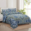 Kuber Industries Double Bedsheet with 2 Pillow Covers | 186 TC Premium Cotton Bedsheet for Double Bed | Bedsheet for Living Room-Home &amp; Hotels | Arabic Beauty Flower Square | 100x108 Inch | Blue