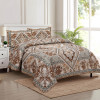 Kuber Industries Double Bedsheet with 2 Pillow Covers | 186 TC Premium Cotton Bedsheet for Double Bed | Bedsheet for Living Room-Home &amp; Hotels | Arabic Beauty Flower Square | 100x108 Inch | Brown