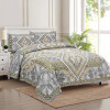 Kuber Industries Double Bedsheet with 2 Pillow Covers | 186 TC Premium Cotton Bedsheet for Double Bed | Bedsheet for Living Room-Home &amp; Hotels | Arabic Beauty Flower Square | 100x108 Inch | Gray