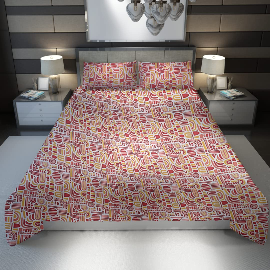Kuber Industries Double Bedsheet(228 * 254 cm)|Cotton 120 TC Luxury Printed Soft & Lightweight Bedsheet for Double Bed with 2 Pillow Covers (Red)