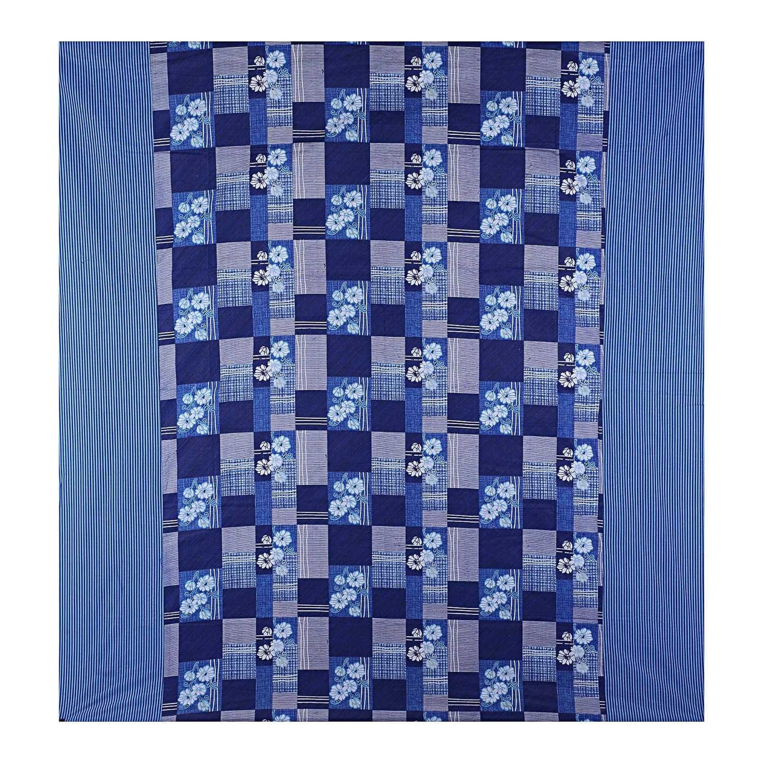 Kuber Industries Double Bedsheet(228*254 cm)|Cotton 120 TC Luxury Printed Soft & Lightweight Bedsheet for Double Bed with 2 Pillow Covers (Blue)