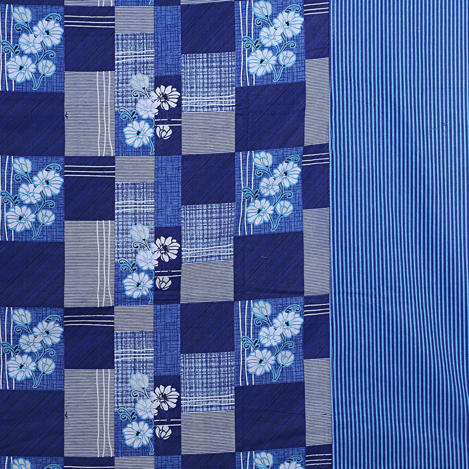 Kuber Industries Double Bedsheet(228*254 cm)|Cotton 120 TC Luxury Printed Soft & Lightweight Bedsheet for Double Bed with 2 Pillow Covers (Blue)