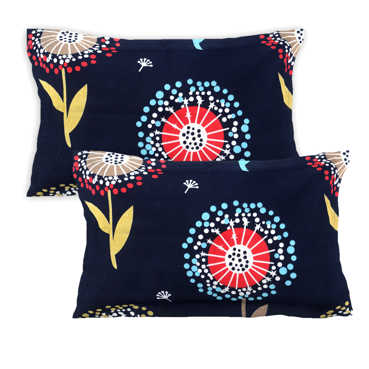 Kuber Industries Double Bedsheet|Floral Print Premium Glace Cotton Breathable Bedsheet With Two Pillow Covers,90