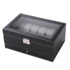 Kuber Industries Double Layer 12 Slots Watch And Jewellery Organizer (Black)