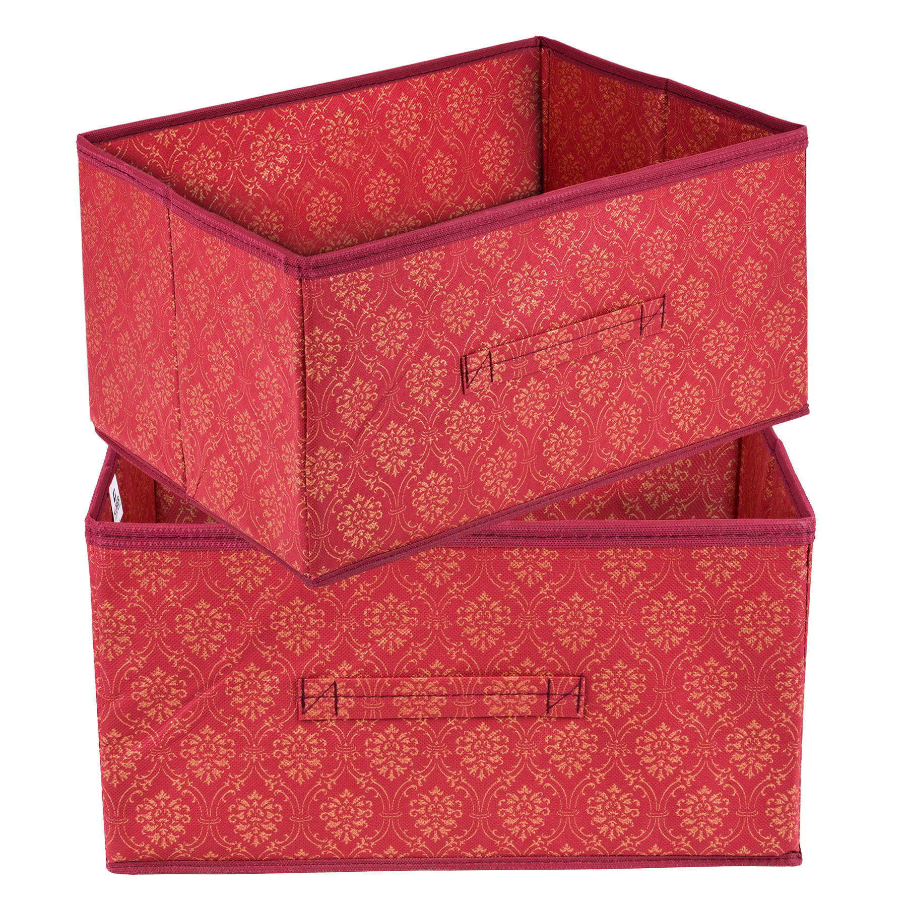 Kuber Industries Drawer Box | Foldable Clothes Organizer | Storage Bin for Clothes | Wardrobe Organizer for Books-Toys | Closet Storage Box with Handle | Golden-Printed | Maroon